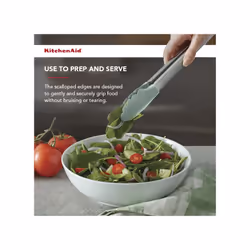 KitchenAid Gourmet Silicone-Tipped Stainless Steel Tongs  12 Inch  Pistachio