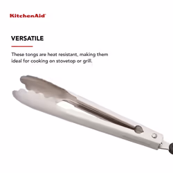 KitchenAid Gourmet Stainless Steel Serving Tongs with Hang Hook and Secure Closing Lock  9 Inch  Stainless Steel