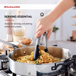 KitchenAid Silicone Tipped Stainless Steel Tongs  9 Inch  Black