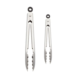 KitchenAid Set of 2 Stainless Steel Tongs with Scalloped Edges Easy Lock Dishwasher Safe Durable and Versatile 7 Inch and 9 Inch Silver