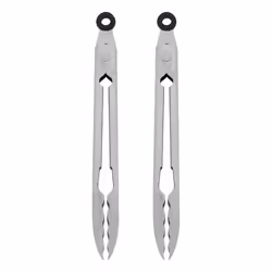 KitchenAid Set of 2 Stainless Steel Tongs with Scalloped Edges Easy Lock Dishwasher Safe Durable and Versatile Silver 7 Inch