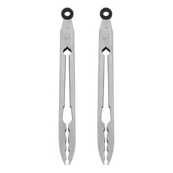 KitchenAid Set of 2 Stainless Steel Tongs with Scalloped Edges Easy Lock Dishwasher Safe Durable and Versatile Silver 7 Inch
