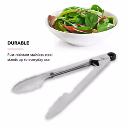 KitchenAid Set of 2 Stainless Steel Tongs with Scalloped Edges Easy Lock Dishwasher Safe Durable and Versatile Silver 7 Inch