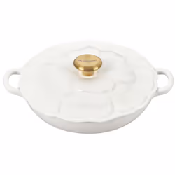 Le Creuset Signature Enameled Cast Iron Petal Braiser  2.25qt.  White w/Gold Knob