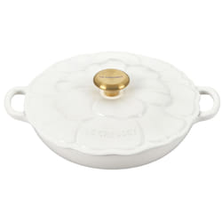 Le Creuset Signature Enameled Cast Iron Petal Braiser  2.25qt.  White w/Gold Knob