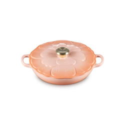 Le Creuset Signature Enameled Cast Iron Petal Braiser  2.25qt.  Peche w/Light Gold Knob