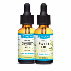 De La Cruz 100% Pure Sweet Oil for Ears with Glass Dropper - All Natural and Gentle Ear Wax Removal - 1 Fl OZ - 2 Pack