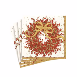 Caspari Entertaining Pepper Berry Cocktail Napkins  Red  20-Pack