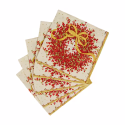 Caspari Entertaining Pepper Berry Cocktail Napkins  Red  20-Pack