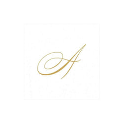 Caspari White Pearl Paper Linen Cocktail Napkins  Monogram Initial A  Pack of 30