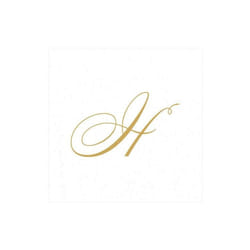 Entertaining with Caspari White Pearl Paper Linen Cocktail Napkins  Monogram Initial H  Pack of 30