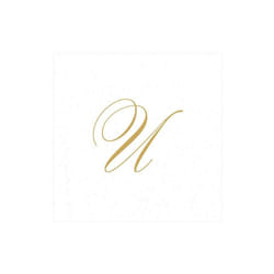 Caspari White Pearl Paper Linen Cocktail Napkins  Monogram Initial U  Pack of 30