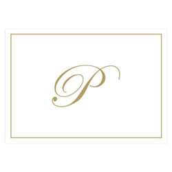 Caspari Gold Embossed Initials Boxed Note Cards in Letter P  8 Cards &