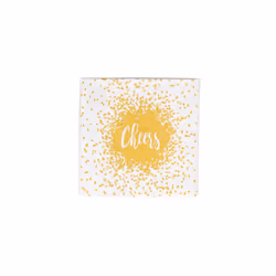 Caspari Cheers in Gold Boxed Paper Cocktail Napkins - 40 Per Box