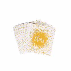 Caspari Cheers in Gold Boxed Paper Cocktail Napkins - 40 Per Box