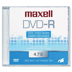 MAX638000 - Maxell DVD Recordable Media - DVD-R - 16x - 4.70 GB - 1 Pack Jewel Case