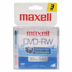 Maxell 567655 DVD-RW Camcorder Rewriteable - 3 Pack Jewel Case