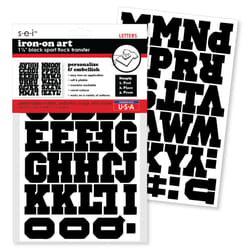 S.E.I 1 1/2-Inch Iron-on T-shirt Letters  Sport Letter Flock Heat Transfers  Black