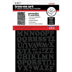S.E.I 3/4-Inch Iron-on T-Shirt Letters  Chunky Letter Flock Heat Transfers  Black