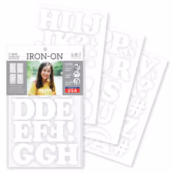 S.E.I 2-Inch Iron-on T-shirt Letters  Chunky Letter Flock Heat Transfers  White