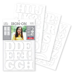 S.E.I 2-Inch Iron-on T-shirt Letters  Chunky Letter Flock Heat Transfers  White