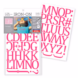 S.E.I. 1 1/2-Inch Iron-on T-Shirt Letters Camdon Letter Polyvinyl Heat Transfers Pink