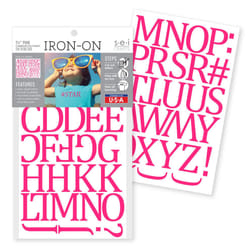 S.E.I. 1 1/2-Inch Iron-on T-Shirt Letters  Camdon Letter Polyvinyl Heat Transfers  Pink