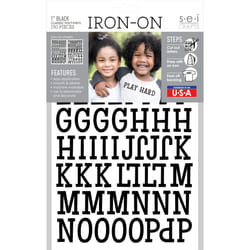 S.E.I. 1-Inch Iron-on T-Shirt Letters  Classic Letter Polyvinyl Heat Transfers  Black
