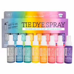 S.E.I. Playful Pastel Tie Dye Kit  Fabric Spray Tie Dye Set  Easy Clean Up  Easy Application  Tie Dye 8 Pack of Colors