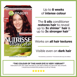 Garnier Nutrisse Ultra Color, Permanent Hair Dye, 2.6 Dark Cherry, Red