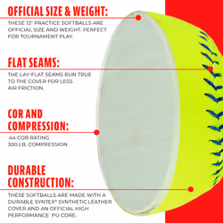Franklin Sports 12 Slowpitch Tournament Softballs - Great for Practice + Training - Official Size + Weight - 1 Pack