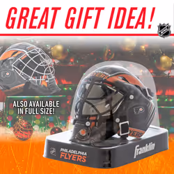Franklin Sports Philadelphia Flyers NHL Team Logo Mini Hockey Goalie Mask with Case - Collectible Goalie Mask with Official NHL Logos and Colors
