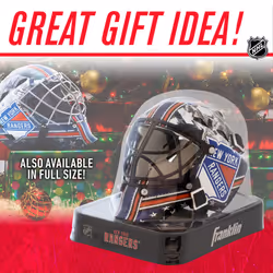 Franklin Sports New York Rangers NHL Team Logo Mini Hockey Goalie Mask with Case - Collectible Goalie Mask with Official NHL Logos and Colors