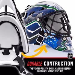 NHL Vancouver Canucks Team Logo Mini Hockey Goalie Mask with Case - Collectible Goalie Mask with Official NHL Logos and Colors