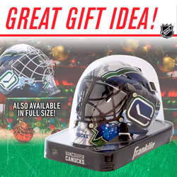 NHL Vancouver Canucks Team Logo Mini Hockey Goalie Mask with Case - Collectible Goalie Mask with Official NHL Logos and Colors