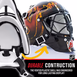 Franklin Sports New Jersey Devils NHL Team Logo Mini Hockey Goalie Mask with Case - Collectible Goalie Mask with Official NHL Logos and Colors Black