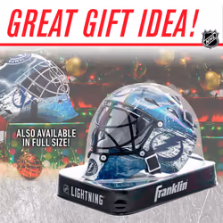 Franklin Sports Tampa Bay NHL Team Logo Mini Hockey Goalie Mask with Case - Collectible Goalie Mask with Official NHL Logos and Colors
