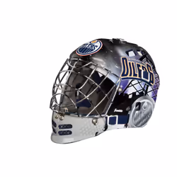 Franklin Sports NHL Edmonton Oilers Mini Hockey Goalie Mask with Case - Collectible Goalie Mask with Official NHL Logos and Colors