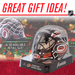 NHL Carolina Hurricanes Team Logo Mini Hockey Goalie Mask with Case - Collectible Goalie Mask with Official NHL Logos and Colors