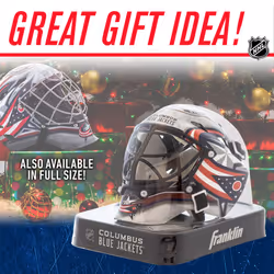 NHL Columbus Blue Jackets Team Logo Mini Hockey Goalie Mask with Case - Collectible Goalie Mask with Official NHL Logos and Colors