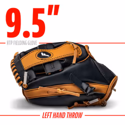 Franklin Sports Kids Baseball Gloves - RTP Youth Teeball Glove + Ball Set Boys Girls Mitt Toddlers Left Hand Throw 9.5"""" Tan