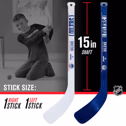 Franklin Sports NHL Edmonton Oilers Mini Hockey Set - Kids Indoor Knee Hockey Goal  Ball  + 2 Mini Hockey Stick Combo Set - Youth NHL Team Indoor Toy