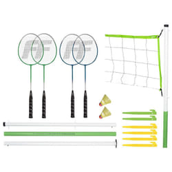 Franklin Sports Badminton Set - Portable Badminton Set - Adult and Kids Badminton Net - Perfect Backyard/Lawn Game - Includes 4 Badminton Racquets - I