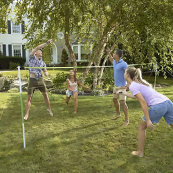 Franklin Sports Badminton Set - Portable Badminton Set - Adult and Kids Badminton Net - Perfect Backyard/Lawn Game - Includes 4 Badminton Racquets - I