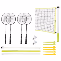 Franklin Sports Badminton Set - Portable Backyard + Beach Badminton Set - Adult + Kids 4 Player Badminton Net Set - (4) Racke ...
