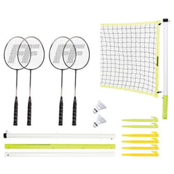 Franklin Sports Badminton Set - Portable Backyard + Beach Badminton Set - Adult + Kids 4 Player Badminton Net Set - (4) Rackets + (2) Birdies Included