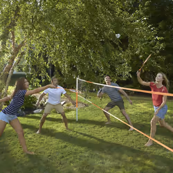 Franklin Sports Badminton Net + Rackets Set - Portable Backyard Badminton Set with (4) Rackers + (2) Birdies - Adult + Kids Set - Classic