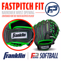 Franklin Sports Softball Glove - Windmill Fastpitch + Slowpitch Softball Glove - Green Softball Mitt - Right Hand Throw Adult + Youth - 12""