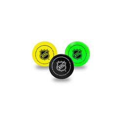 Franklin Sports Mini Foam Hockey Pucks - Indoor Knee Hockey Pucks for Kids - 3 Soft Foam Hockey Pucks - Assorted Colors
