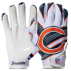 Franklin Sports Chicago Bears Youth NFL Football Receiver Gloves - Receiver Gloves For Kids - NFL Team Logos and Silicone Palm - Youth M/L Pair
